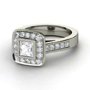  Michele Ring, Princess White Sapphire 14K White Gold Ring 