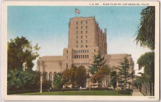 Los Angeles California Postcard Elks Club 99 Building 1930s Unused 