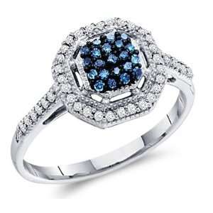  Blue Aqua Diamond Ring Anniversary 10k White Gold Band (1 