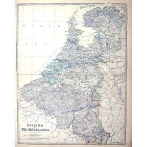  Johnston Antique Map C1877 Belgium Netherlands Brussels 