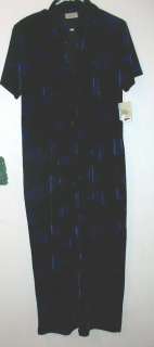 womens NEW NWT LORD & TAYLOR VELVET DRESS long black BLUE FLOWERS size 