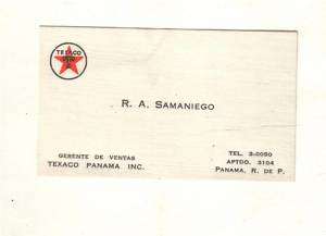 Vintage Texaco Panama Sales Manager Business Card 1950s  