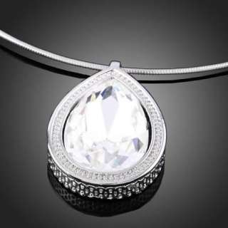 ARINNA Swarovski clear Crystal drop White GP Necklace  