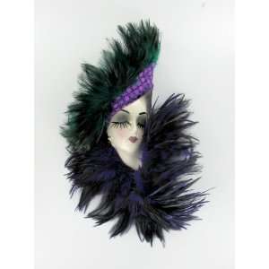  Porcelain Purple Feather Lady Face Wall Art Mask
