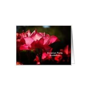 Surprise Party Invitation   Red Rose Card