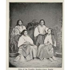  1899 Print Filipino Girls Mestizo Manila Philippines 
