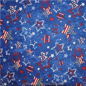   Red Rooster AMERICAN QUILTS OF VALOR Stars BLUE Patriotic Fabric 1/2YD