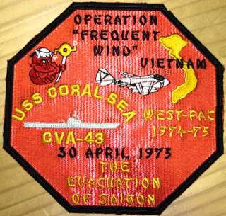 USS CORAL SEA OPERATION FREQUENT WIND APR 30 1975 PATCH  