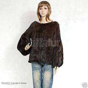 Mink Fur Knitted Jacket Pull on Coat/Cape/Poncho/Wrap  