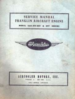 FRANKLIN AIR COOLED AIRCRAFT ENGINE MANUAL SEABEE  