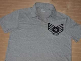 DKNY Army Logo Polo Shirt Gray Retail $49.50 NWOT  