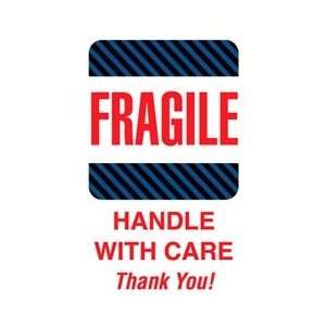 Fragile Shipping Labels   Fragile Hande / Care Thank You Blue/Black 