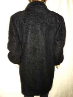 Ladies Black Angora SWEATER Coat Fluffy Classy Fur Appeal L Well Made 