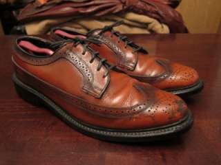Vtg Coburne Square Mens USA Made Job Interview Leather Wingtip Shoes 