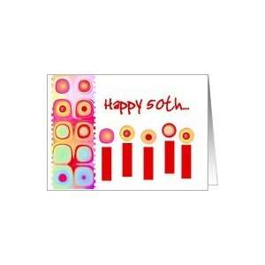  Fifty Years Old Birthday with Colorful Candles Card Toys 