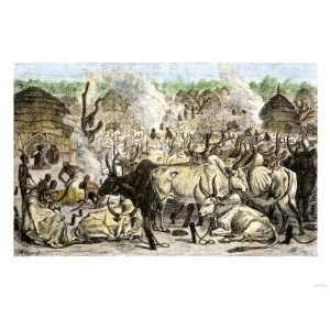 Cattle Farm of the Dinka, a Swahili Speaking People in Africa, 1800s 