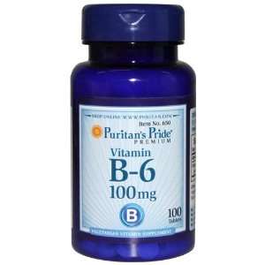 Puritans Pride Premium Vitamin B 6 100 mg. 100 Tablets  