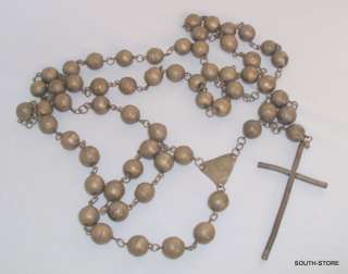 RARE LARGE ANTIQUE METAL WALL ROSARY. I HAVE A GREAT ROSARIES 