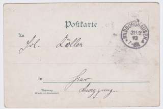 Germany Hildburghausen 1893 Cancel on Stanpless New Year Postcard 