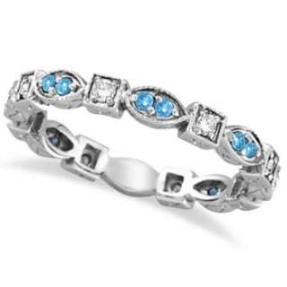 title aquamarine diamond eternity anniversary ring band 14k white gold