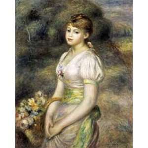  Young Girl Carrying a Basket of Flowers by Pierre auguste 