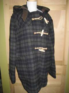   Gloverall Plaid Toggle Coat Midlength 38 UK/14 US NEW Charcoal SO