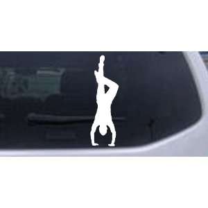 White 34in X 11.1in    Dancer Hand Stand Silhouettes Car Window Wall 