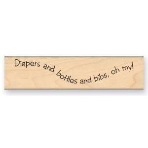 My Sentiments Exactly Wood Mounted Rubber Stamps, Diapers Bottles Bibs 