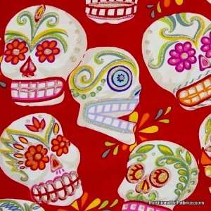   Skulls on red by Alexander Henry Fabrics Arts, Crafts & Sewing