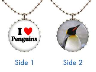   NECKLACE Style #1 Love Heart Arctic Tuxedo Bird Black Animal Pendant