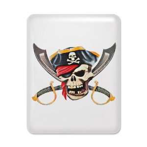  iPad Case White Pirate Skull with Bandana Eyepatch Gold 