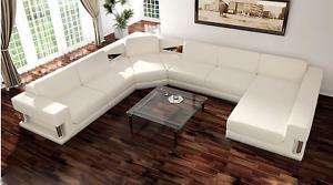 2315 White Leather Living Room Sectional Sofa  