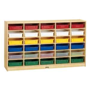   Birch Paper Tray Cubby Unit 30 Cubbies with Colorful Trays: Baby
