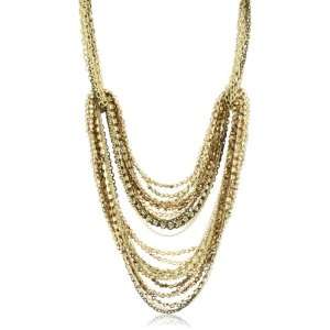  Leslie Danzis Gold Tone Metallic Beaded Swag Necklace, 22 