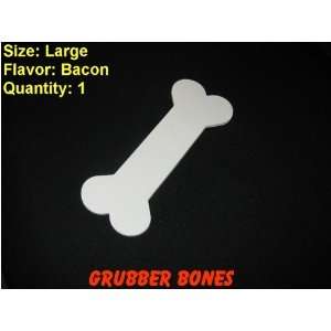    1 Large Grubber Bone Chew Toy, Bacon Flavored 