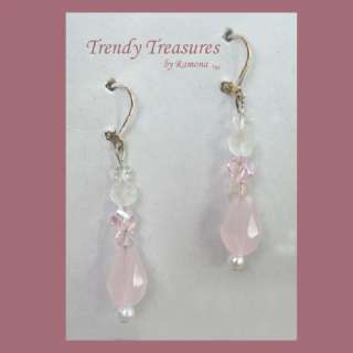 Pink Opaque Crystal Bicones,Swarovski Crystals Earrings 