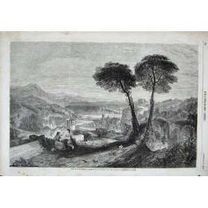  1858 Fine Art View Bay Balae Mountains Trees Houses: Home 