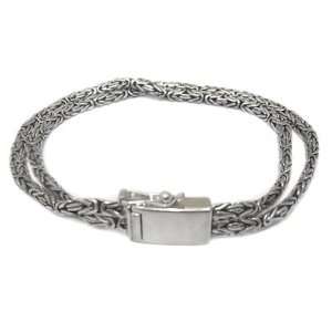  Sterling Silver Link Bali Bracelet: Jewelry