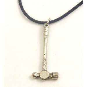  Ball Pien Hammer Alloy Pendant Necklace on 24 Inch Black Wax 