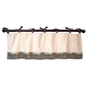  Mad About Plaid in Blue Curtain Valance Brown: Home 