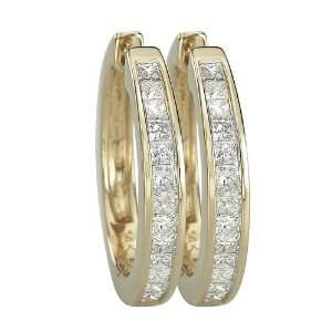   Gold 3/4 ct. Princess Cut Diamond Huggie Earrings Katarina Jewelry
