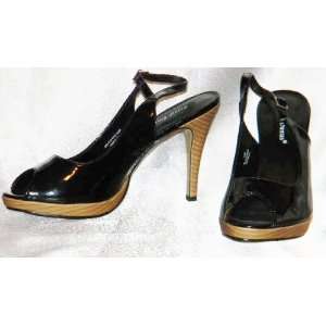 Pierre Dumas Sling Back Pumps Womens Shoes Selda 10M Black Patent 