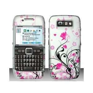 Nokia E71 (StraightTalk) Pink/Silver Vines Design Hard Case Snap On 