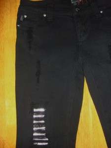 TRIPP Black Silver Seq Distressed Skinny Jeans Size 5  