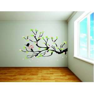  Removable Wall Decals  Bird In Tree with Pink Flower
