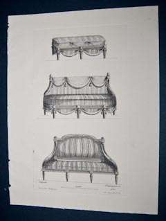 Pequegnot 1858 Architecture Etching. Settees. 495  