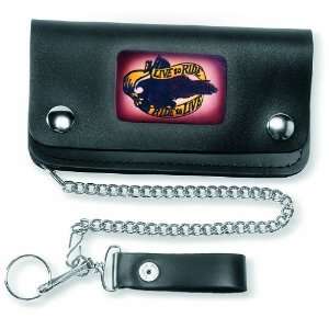  Carroll Leather Black 5 Pocket Biker Wallet with Chain and 