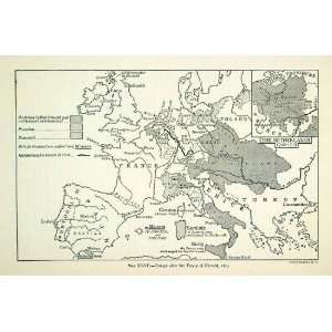  1926 Lithograph Vintage 1713 European Map Utrecht Treaty 