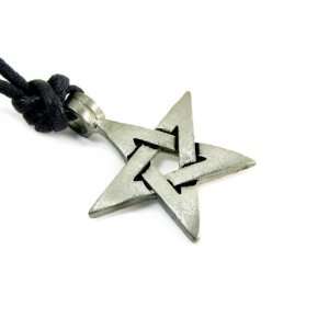   Pentagram, Pewter Pendant with Adjustable Cord Necklace Jewelry