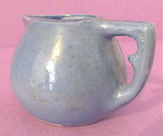 Vintage BYRD American POTTERY Tyler Texas Miniature Blue PITCHER 